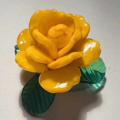 rose en verre de Murano, fleur en verre soufflé, fleur en verre de Murano, fleur en verre sur tige, fleur éternelle en verre