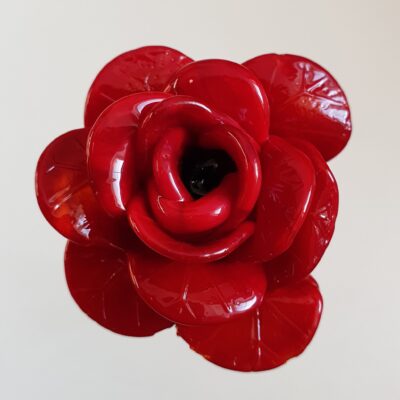 Rose rouge en verre de Murano, fleur en verre soufflé, fleur en verre de Murano, fleur éternelle, fleur en verre sur tige