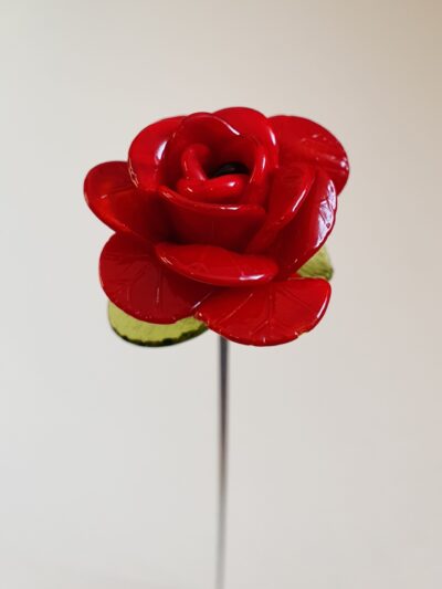 Rose rouge en verre de Murano, fleur en verre soufflé, fleur en verre de Murano, fleur éternelle, fleur en verre sur tige