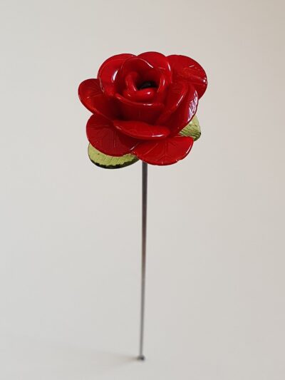 Rose rouge en verre de Murano, fleur en verre soufflé, fleur en verre de Murano, fleur éternelle, fleur en verre sur tige