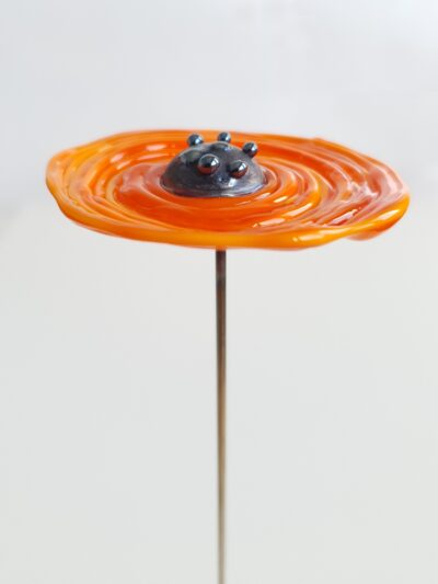 Coquelicot en verre n°011 Orange cœur noir – Image 3