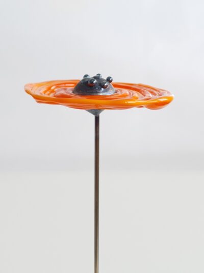 Coquelicot en verre n°011 Orange cœur noir – Image 4