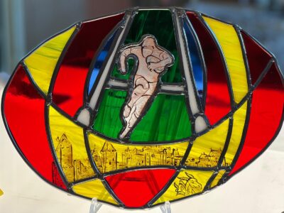 cadeau rugby personnalisé vitrail