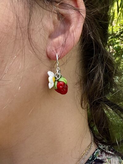 Boucles d'oreilles en verre n°010 Fraises – Image 5
