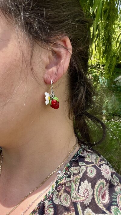 Boucles d'oreilles en verre n°010 Fraises – Image 6