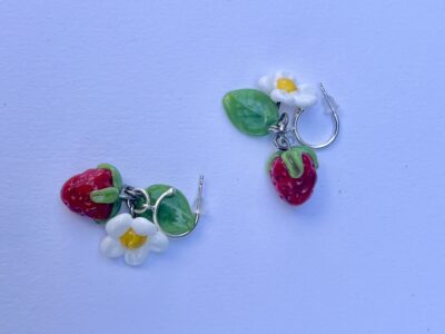Boucles d'oreilles en verre n°010 Fraises – Image 7