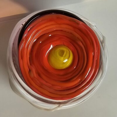 Coquelicot en verre n°012 Orange cœur jaune – Image 2