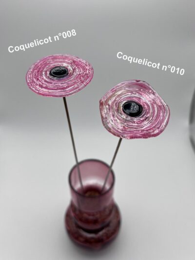 Coquelicot en verre n°010 Rose cœur noir – Image 5