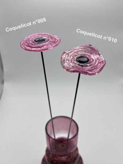 Coquelicot en verre n°010 Rose cœur noir – Image 6