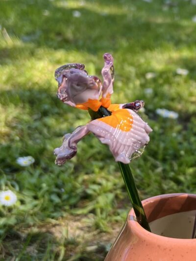 Fleur en verre artisanale