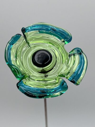 Coquelicot en verre n°014 Vert tilleul et vert émeraude – Image 3