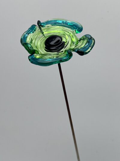 Coquelicot en verre n°014 Vert tilleul et vert émeraude – Image 4