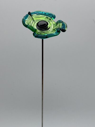 Coquelicot en verre n°014 Vert tilleul et vert émeraude – Image 5
