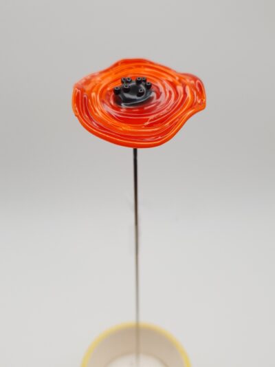 Coquelicot en verre n°018 Orange cœur noir – Image 2