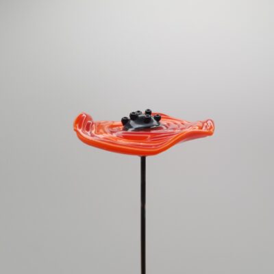 Coquelicot en verre n°018 Orange cœur noir – Image 3