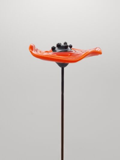 Coquelicot en verre n°018 Orange cœur noir – Image 4