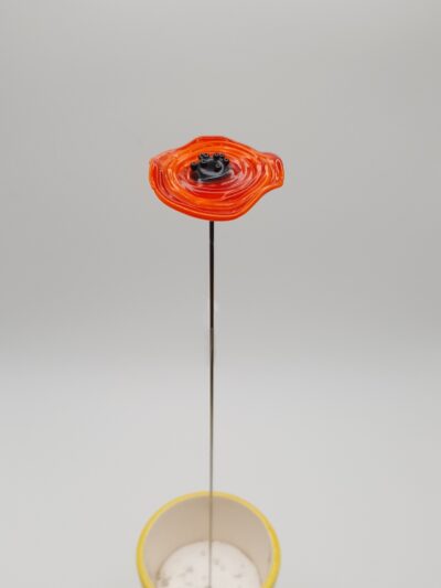 Coquelicot en verre n°018 Orange cœur noir – Image 5
