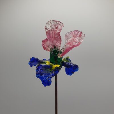 Iris en verre n°011 Rose nacré, bleu, jaune et vert – Image 8