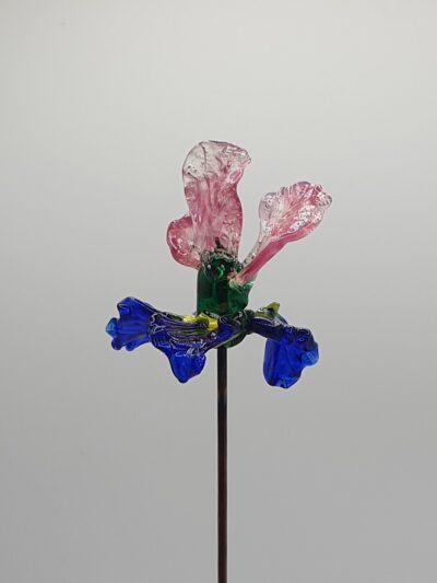 Iris en verre n°011 Rose nacré, bleu, jaune et vert – Image 9