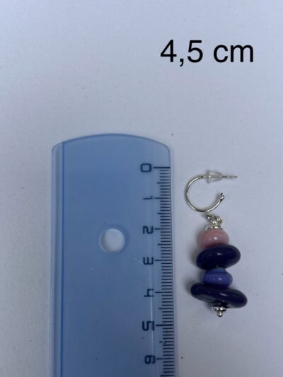 Boucles d'oreilles en verre n°019 Perles de verre couleur rose, lavande et parme – Image 5
