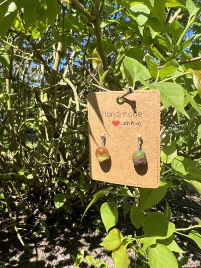 Boucles d'oreilles en verre n°002 Olives – Image 3