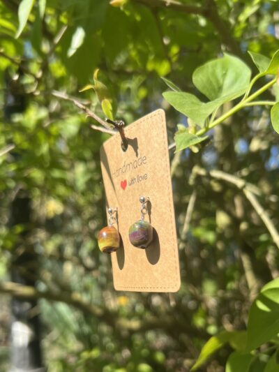 Boucles d'oreilles en verre n°002 Olives – Image 5