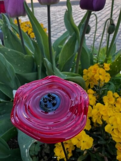 Fleur en verre de Murano coquelicot