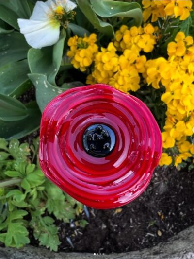 Fleur en verre de Murano coquelicot