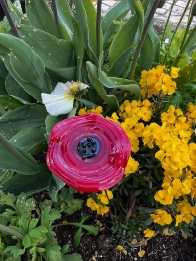 Fleur en verre de Murano coquelicot