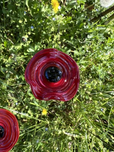 Fleur en verre de Murano coquelicot
