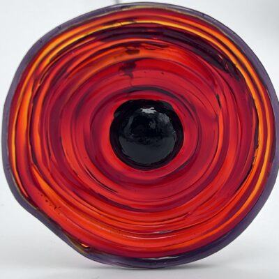 Coquelicot en verre n°028 Rouge transparent anneau extérieur violet – Image 2