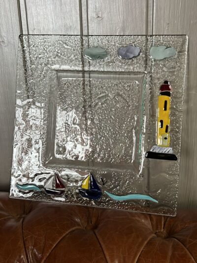 Plat en verre fusionné Océan