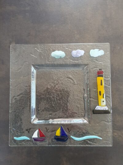 Plat en verre fusionné Océan