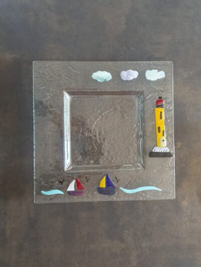 Plat en verre fusionné Océan