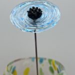 Coquelicot en verre bleu clair transparent