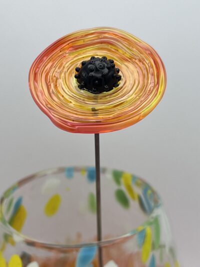 Coquelicot en verre jaune transparent
