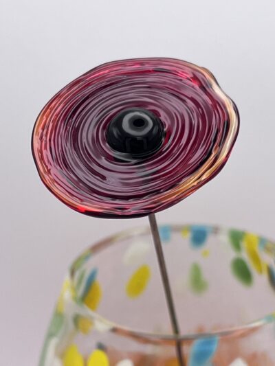 Coquelicot en verre rouge transparent