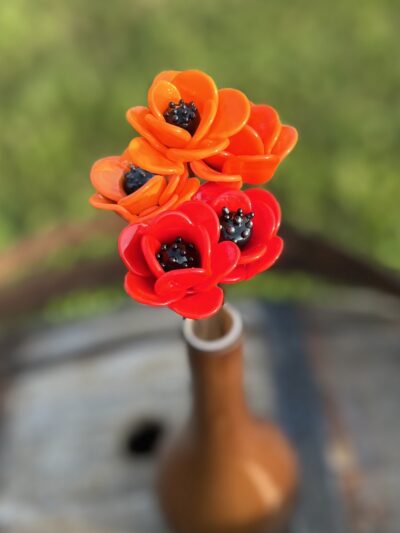 Bouquet de fleurs de pavot en verre