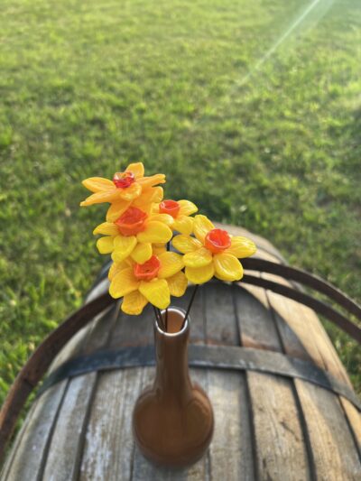 Bouquet de jonquilles en verre de Murano
