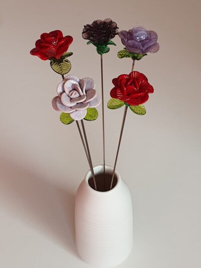 Bouquet de roses en verre de Murano