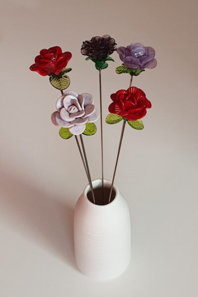 Bouquet de roses en verre de Murano