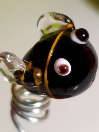 Figurine animaux petite abeille en verre de Murano 2x2cm sur tige de 7cm