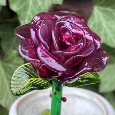 Rose rouge en verre de Murano