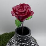 Rose rouge en verre filé