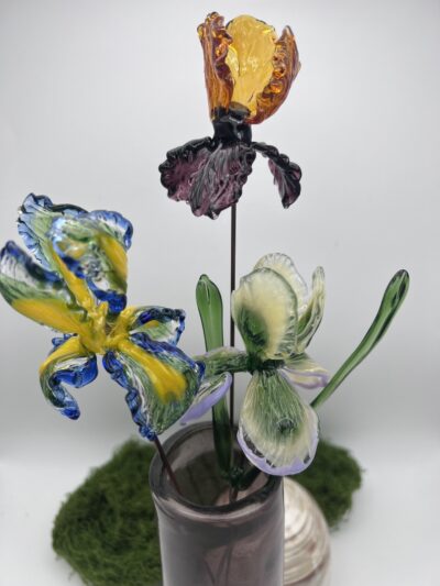 Bouquet d'iris en verre