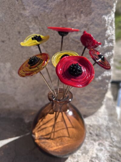 Bouquet de fleurs en verre de Murano