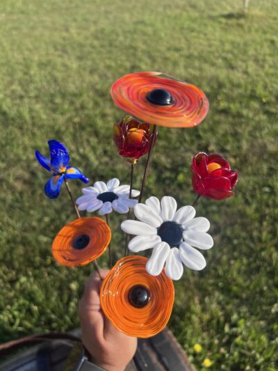 Bouquet de fleurs en verre de Murano