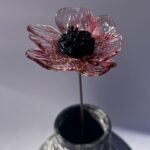Coquelicot rose en verre