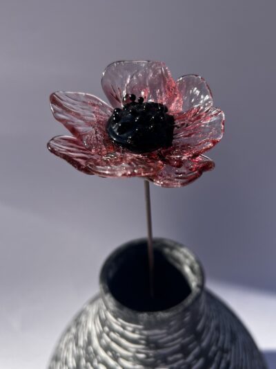 Coquelicot rose en verre