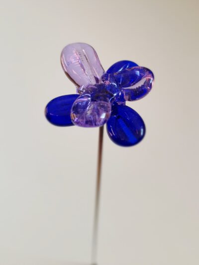 Fleur en verre tige inox